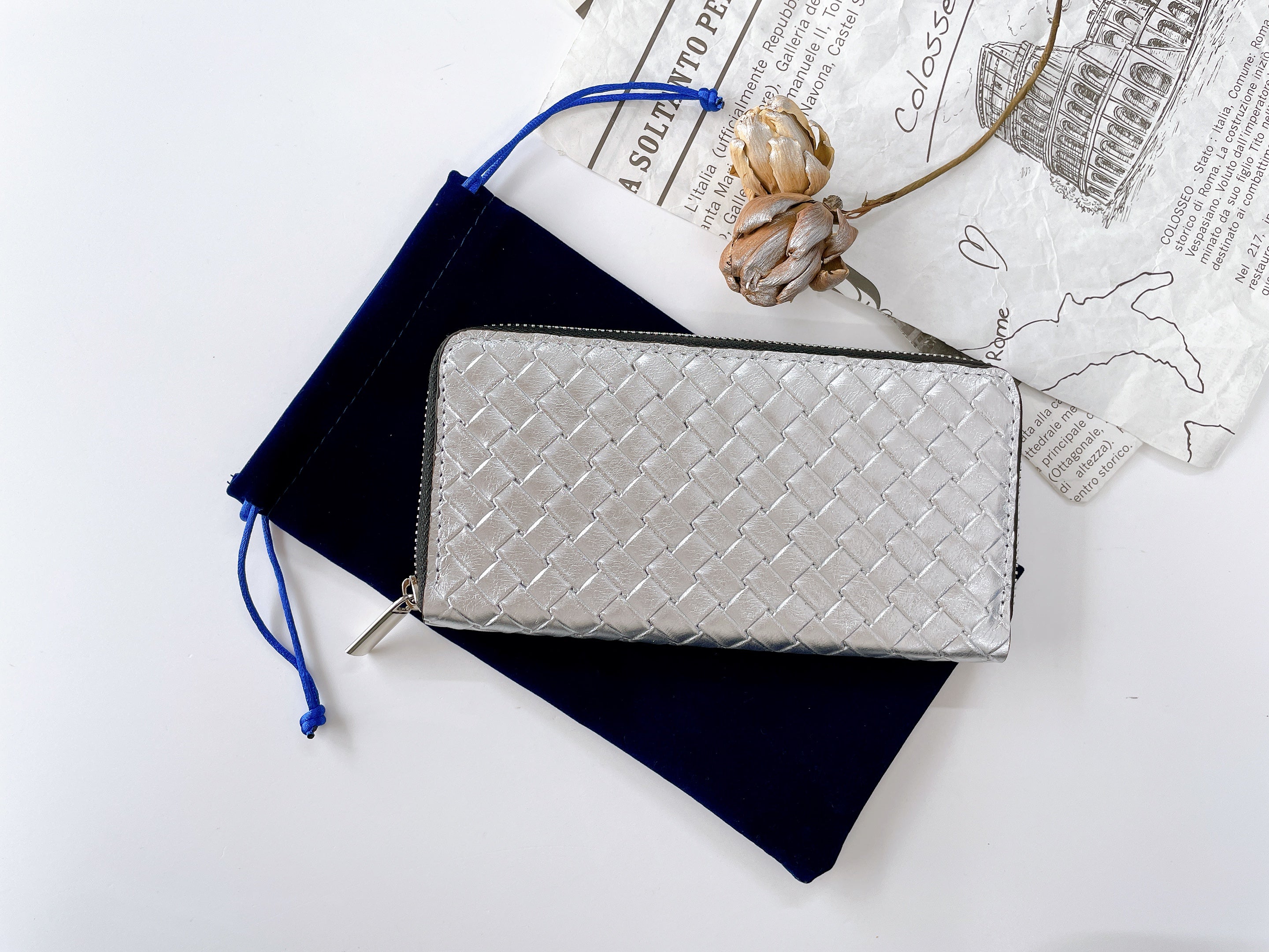 Leo&Aoi公式ショップ】 メタリック 編み込み風 財布 長財布 レディース