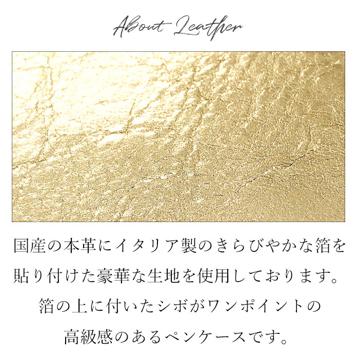 【Leo&Aoi公式ショップ】 メタリック ペンケース 本革 筆箱 レザー ペン入れ コンパクト スリム 文具 筆記用具 ふで箱 収納 革 上品 華やか お洒落 高級 メタリックレザー 牛革 ペン ケース 【安心の返品保証付き】