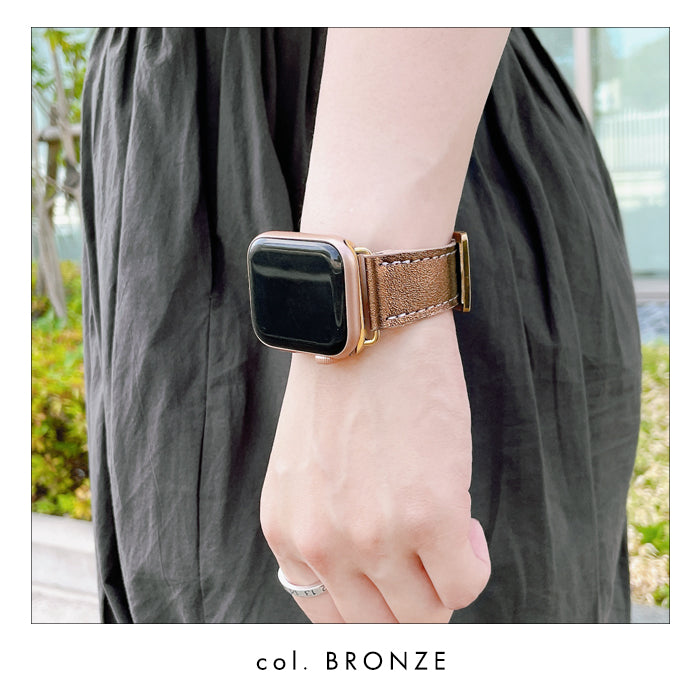 メタリック 本革 アップルウォッチ バンド レザー 付け替え 交換 ベルト Apple Watch series 7 SE 6 5 4 3 2 1 applewatch 全シリーズ対応 革 牛革 38mm 40mm 41mm 42mm 44mm 45mm メタリックカラー
