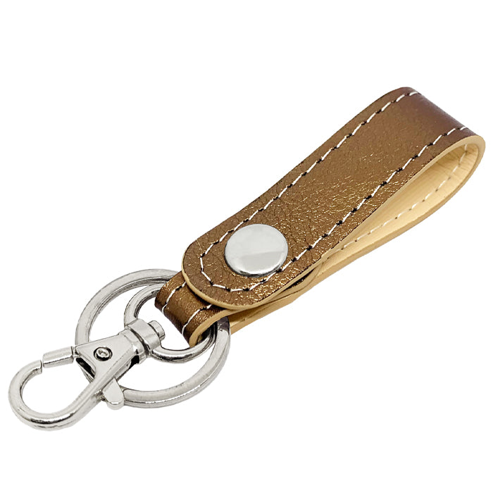 【Leo&Aoi公式ショップ】 メタリック 本革 キーリング スナップボタン キーホルダー バッグチャーム キーフック