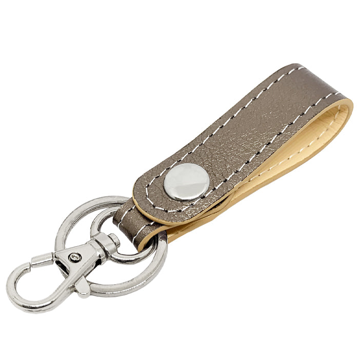 【Leo&Aoi公式ショップ】 メタリック 本革 キーリング スナップボタン キーホルダー バッグチャーム キーフック