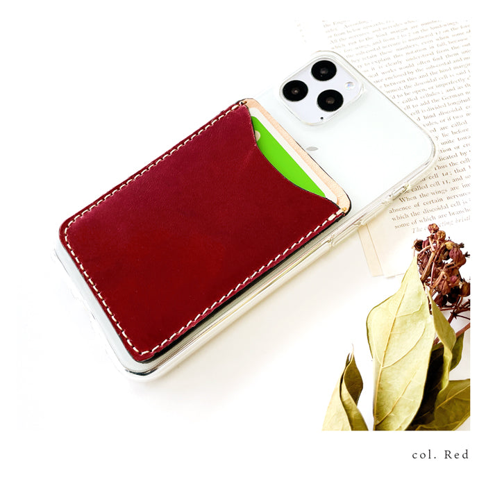 【Leo&Aoi公式ショップ】 ミズーリベリー カード収納 カードケース 背面 薄型 スマホ カードポケット 背面収納 貼り付け イタリア産 レザー ポケット カード入れ スリム ICカード 定期入れ シール CARD POCKET 革 レザー 牛革 収納ポケット フィアンキベリー イタリアンレザー タンニン鞣し 【安心の返品保証付き】