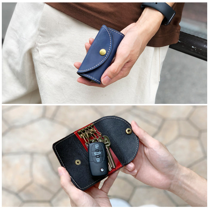 【Leo&Aoi公式ショップ】 ミズーリベリー 本革 4連 キーケース メンズ レディース イタリア産 スマートキー 三つ折り 牛革 レザー 鍵入れ 鍵 カギ 収納 スリム コンパクト キーホルダー 4連キーケース イタリアンレザー ニートフット 【安心の返品保証付き】