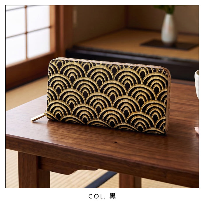 【Leo&Aoi公式ショップ】 西陣織 青海波 長財布 金襴 財布 ラウンドファスナー カード収納 サイフ さいふ ウォレット ラウンド長財布 ラウンド財布 長サイフ 和風 和柄 和 豪華 織物 レディース メンズ 女性 男性 ハンドメイド【安心の返品保証付き】