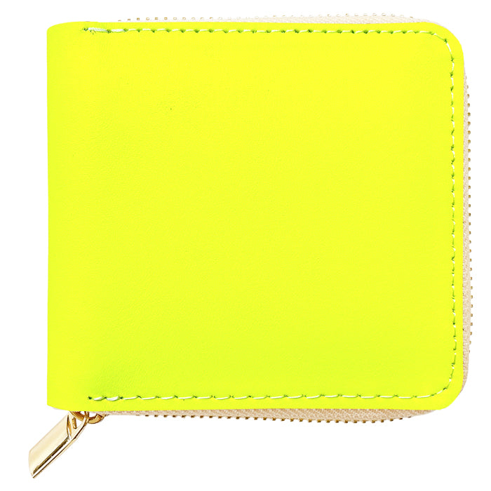 【Leo&Aoi公式ショップ】 本革 ネオンカラー ラウンド型 二つ折り財布 ラウンドファスナー 小銭入れ コンパクト コインケース付き 蛍光色 【安心の返品保証付き】