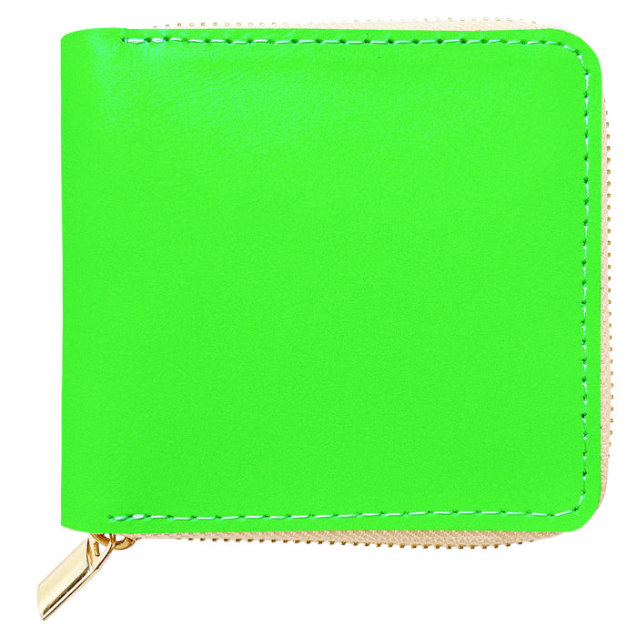 【Leo&Aoi公式ショップ】 本革 ネオンカラー ラウンド型 二つ折り財布 ラウンドファスナー 小銭入れ コンパクト コインケース付き 蛍光色 【安心の返品保証付き】