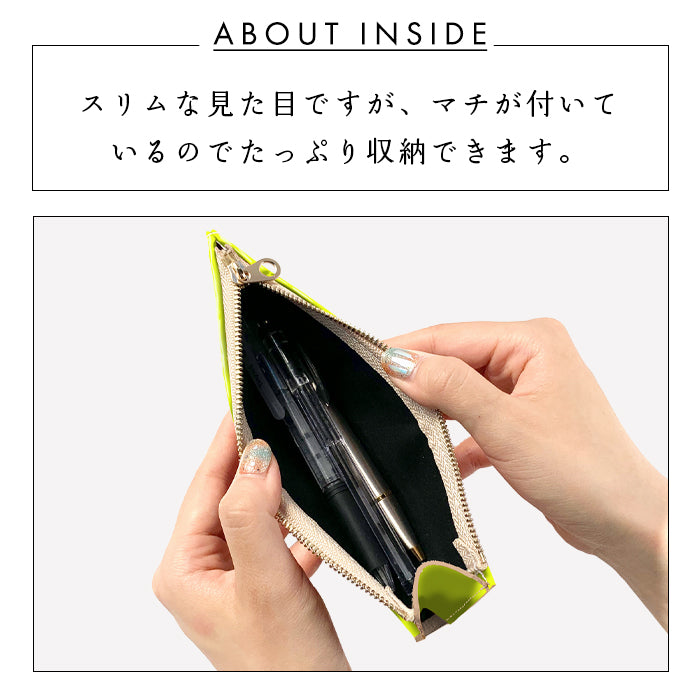 【Leo&Aoi公式ショップ】 はげにくいネオン ペンケース 本革 筆箱 レザー ペン入れ コンパクト スリム 文具 筆記用具 ふで箱 収納 革 高級 ペン ケース 蛍光カラー【安心の返品保証付き】