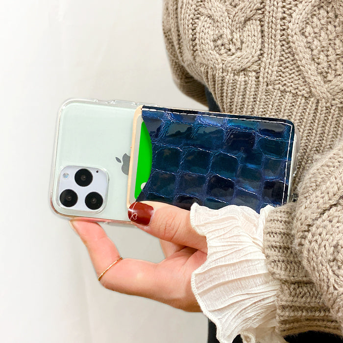 【Leo&Aoi公式ショップ】 ちょっと上品な ステンドグラス スマホ カード収納 カードケース 本革 貼り付け 背面 薄型 カードポケット 背面収納 レザー ポケット カード入れ スリム ICカード 定期入れ シール CARD POCKET 【安心の返品保証付き】