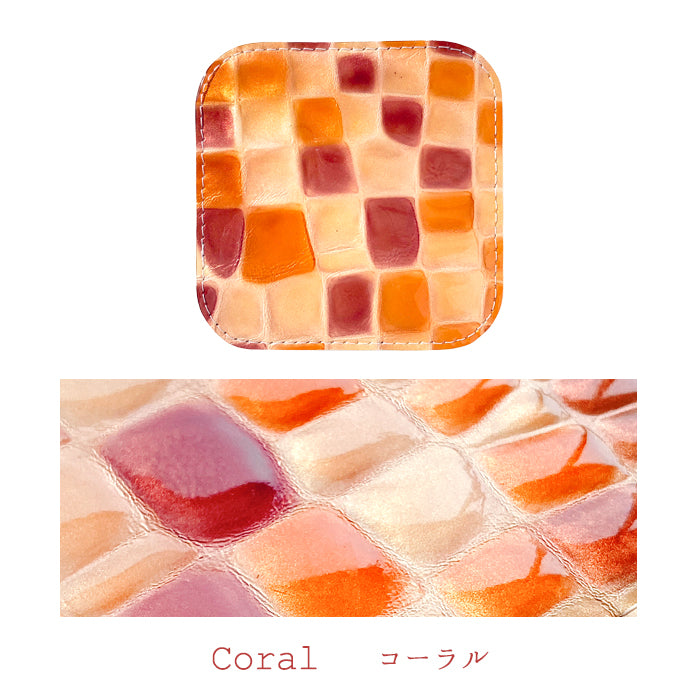 【Leo&Aoi公式ショップ】 ちょっと上品なステンドグラス コースター 本革 4枚セット テーブルウェア カフェ おしゃれ キッチン 雑貨 食器 ハンドメイド 革 上品 かわいい お洒落 高級 エナメル 【安心の返品保証付き】