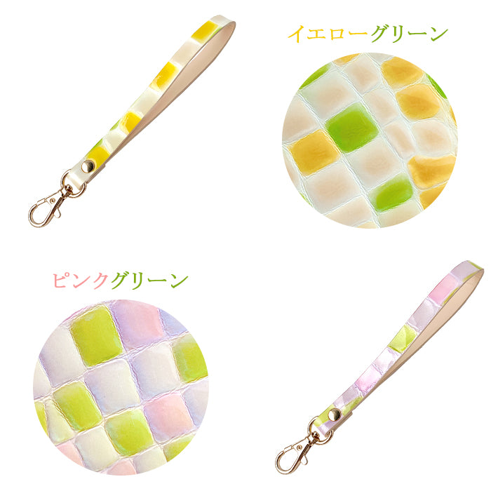 【Leo&Aoi公式ショップ】 ちょっと上品な ステンドグラス ナスカン付き ストラップ 本革 マルチストラップ 携帯ストラップ レザー 携帯 スマホ キーホルダー パスケース 定期入れ リストストラップ 革 牛革 手帳型 スマホケース 落下防止 レディース 【安心の返品保証付き】