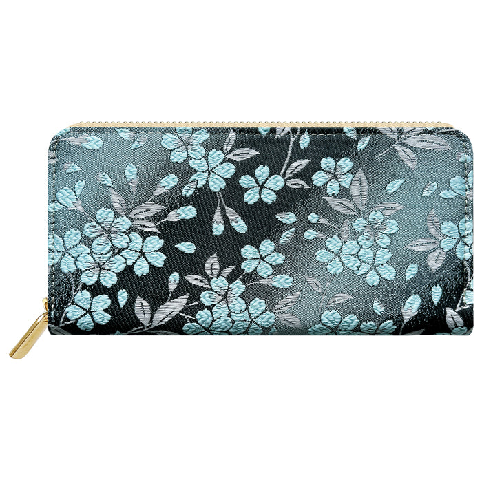 【Leo&Aoi公式ショップ】 西陣織 朧月夜桜 長財布 金襴 財布 ラウンドファスナー カード収納 サイフ さいふ ウォレット ラウンド長財布 ラウンド財布 長サイフ 和風 和柄 和 豪華 織物 レディース メンズ 女性 男性 ハンドメイド 【安心の返品保証付き】