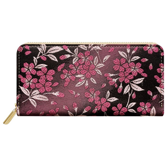 【Leo&Aoi公式ショップ】 西陣織 朧月夜桜 長財布 金襴 財布 ラウンドファスナー カード収納 サイフ さいふ ウォレット ラウンド長財布 ラウンド財布 長サイフ 和風 和柄 和 豪華 織物 レディース メンズ 女性 男性 ハンドメイド 【安心の返品保証付き】