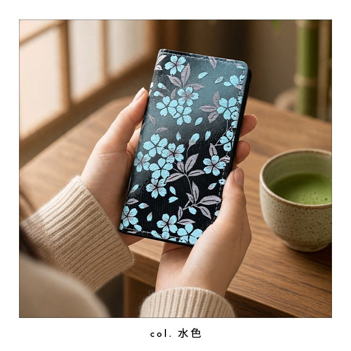 【Leo&Aoi公式ショップ】西陣織 朧月夜桜 スマホケース 手帳型ケース 全機種対応