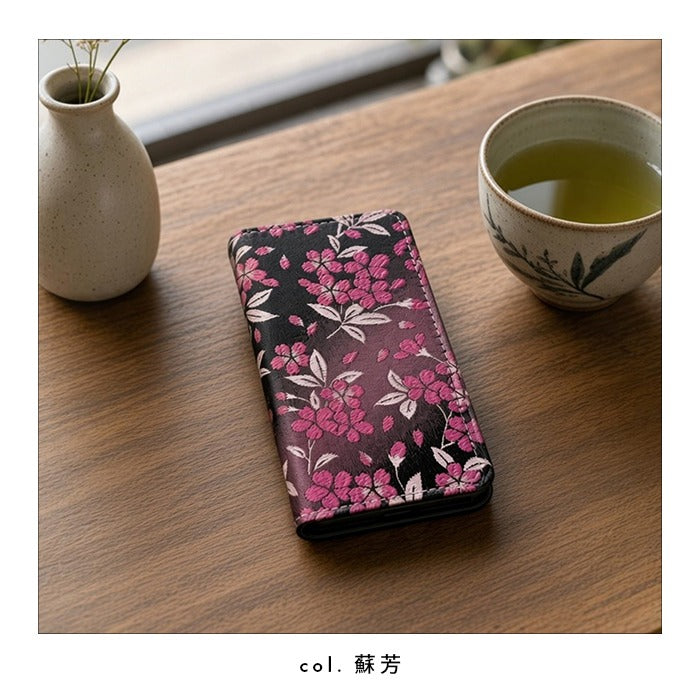 【Leo&Aoi公式ショップ】西陣織 朧月夜桜 スマホケース 手帳型ケース 全機種対応