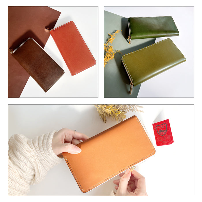 【Leo&Aoi公式ショップ】 栃木レザー 蛇腹式 カードポケット付き 長財布 財布 やさしいおかん 本革 サイフ さいふ ウォレット 革 レザー 牛革 革財布 牛ヌメ ラウンド長財布 ラウンド財布 長サイフ 本革長財布 カード収納 ラウンドファスナー メンズ レディース ハンドメイド 【安心の返品保証付き】