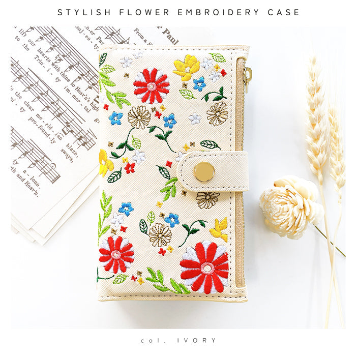 【Leo&Aoi公式ショップ】 iphone13mini ケース iPhone 13 mini カバー 手帳型 おしゃれ 花刺繍 手帳型ケース アイフォン13 ミニ スマホケース