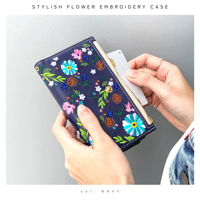 【Leo&Aoi公式ショップ】 arrows We2 F-52E FCG02 M07 A402FC ケース おしゃれ 花刺繍 手帳型ケース f52e アローズ ウィー スマホケース