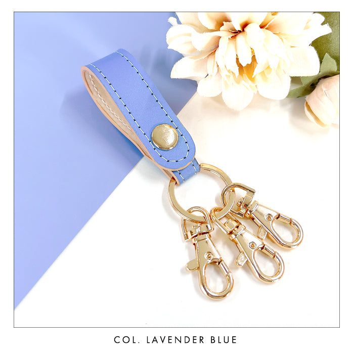 【Leo&Aoi公式ショップ】 本革 パステル 3連 キーリング 本革 スナップボタン 本革キーリング 【安心の返品保証付き】
