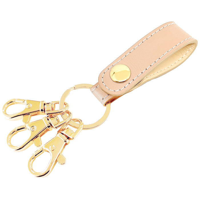 【Leo&Aoi公式ショップ】 本革 パステル 3連 キーリング 本革 スナップボタン 本革キーリング 【安心の返品保証付き】