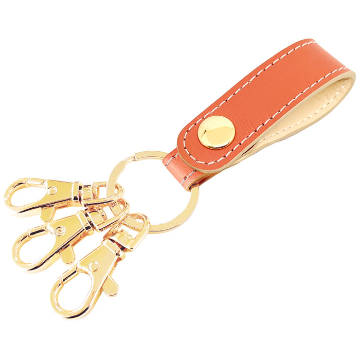 【Leo&Aoi公式ショップ】 本革 パステル 3連 キーリング 本革 スナップボタン 本革キーリング 【安心の返品保証付き】