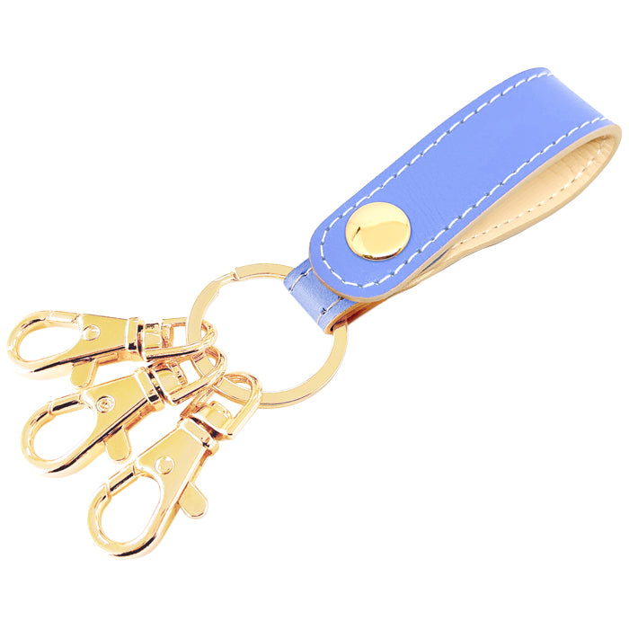 【Leo&Aoi公式ショップ】 本革 パステル 3連 キーリング 本革 スナップボタン 本革キーリング 【安心の返品保証付き】