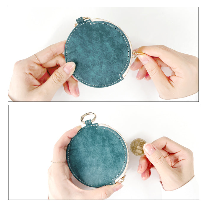 【Leo&Aoi公式ショップ】本革 レザリアレザー 丸形コインケース 小銭入れ メンズ レディース 革 レザー 牛革 風合い豊かな本革に、こだわりの5色 CC-C1-02 【安心の返品保証付き】