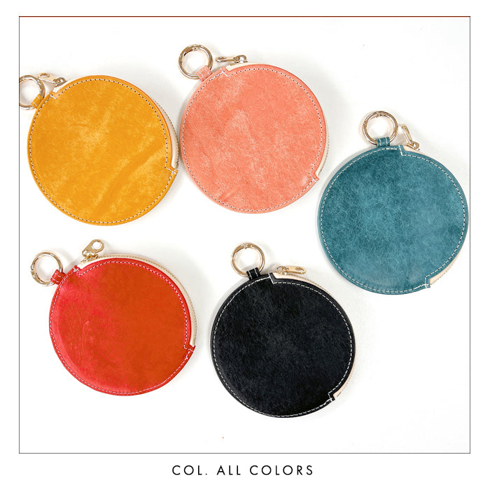 【Leo&Aoi公式ショップ】本革 レザリア レザー 丸い財布 小銭入れ メンズ レディース 革 レザー 牛革 ポーチ カード収納 CC-C2-02  【安心の返品保証付き】