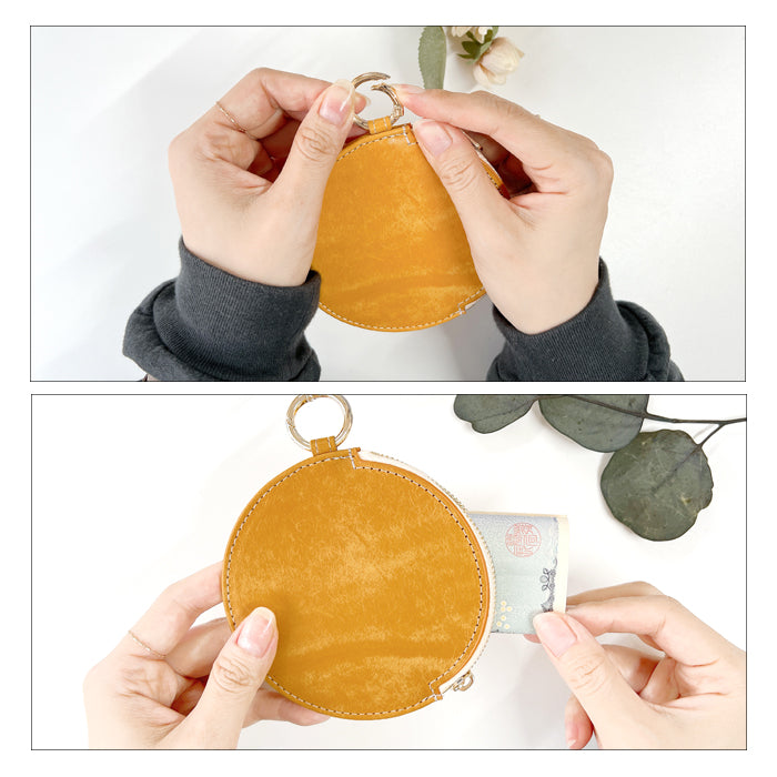 【Leo&Aoi公式ショップ】本革 レザリア レザー 丸い財布 小銭入れ メンズ レディース 革 レザー 牛革 ポーチ カード収納 CC-C2-02  【安心の返品保証付き】