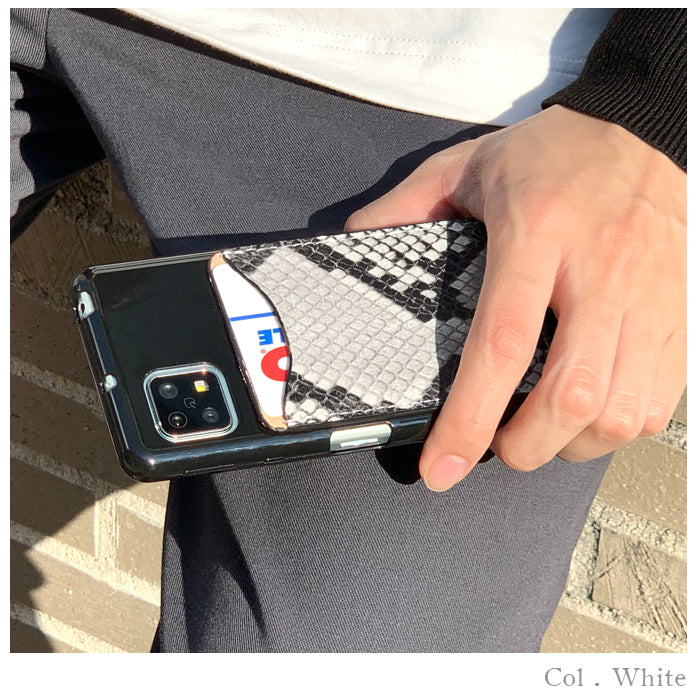 【Leo&Aoi公式ショップ】 ダイヤモンドパイソン カードケース 貼り付け スマホ カード収納 本革 背面 薄型 カードポケット 背面収納 レザー ポケット カード入れ スリム ICカード 定期入れ シール CARD POCKET 革 レザー 山羊革 ゴートレザー 収納ポケット 【安心の返品保証付き】