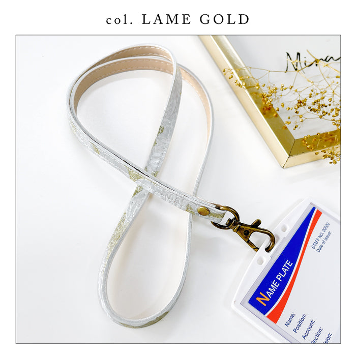 【Leo&Aoi公式ショップ】 ラメフラワー 型押し ネック ストラップ ロングストラップ 本革 ネックストラップ 首掛け 落下防止 ネックホルダー IDカードホルダー IDケース パスケース スマホ スマートフォン ナスカン 牛革 花 花柄 【安心の返品保証付き】