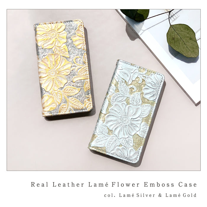 【Leo&Aoi公式ショップ】 XPERIA Ace II SO-41B ケース カバー 本革 ラメフラワー 型押し 手帳型ケース so41b エクスペリア スマホケース 【安心の返品保証付き】