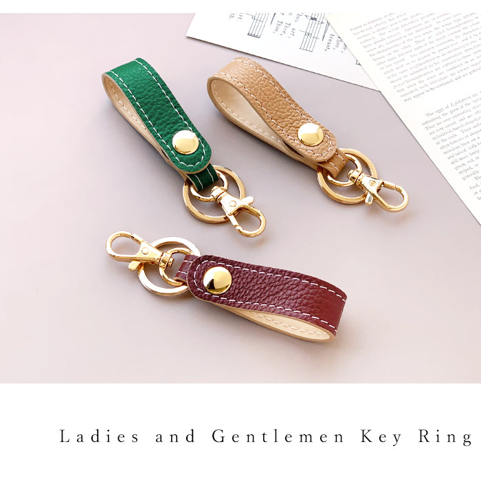 【Leo&Aoi公式ショップ】 牛革 型押し キーリング スナップボタン キーホルダー バッグチャーム キーフック 紳士淑女