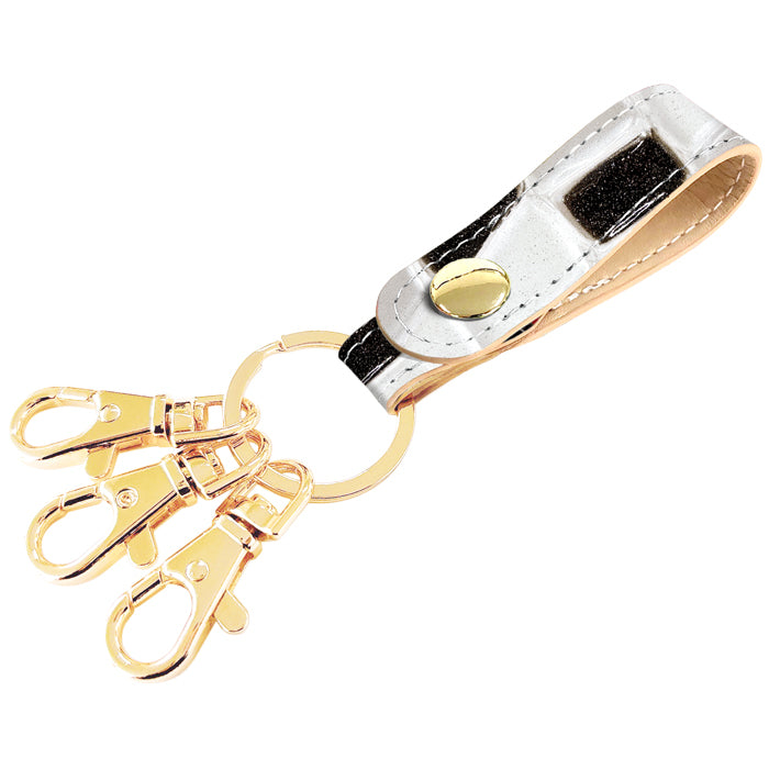 【Leo&Aoi公式ショップ】 ステンドグラス 3連 キーリング 本革 スナップボタン 本革キーリング 【安心の返品保証付き】