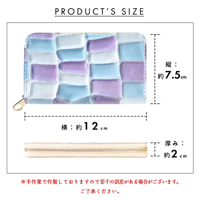 【Leo&Aoi公式ショップ】 ステンドグラス コインケース 本革 レディース かわいい 小銭入れ コンパクト ケース ミニ財布 ファスナー付き おしゃれ カード入れ 女性 革 レザー 小物入れ ラウンドファスナー エナメル加工 日本製【安心の返品保証付き】