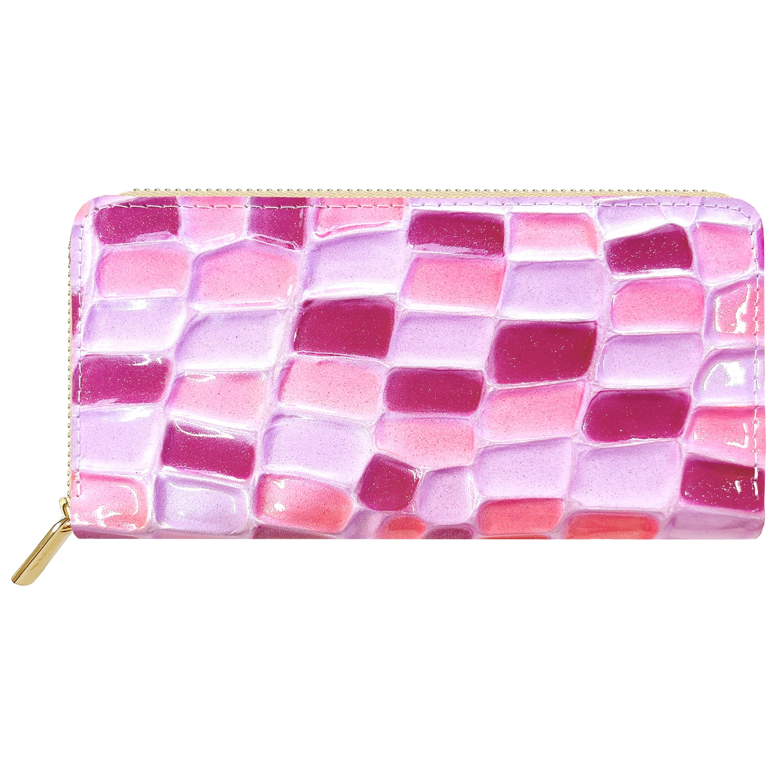 【Leo&Aoi公式ショップ】 ステンドグラス 蛇腹 カードポケット付き 長財布 本革 ラウンド型ファスナー 財布 レディース 大容量 【安心の返品保証付き】