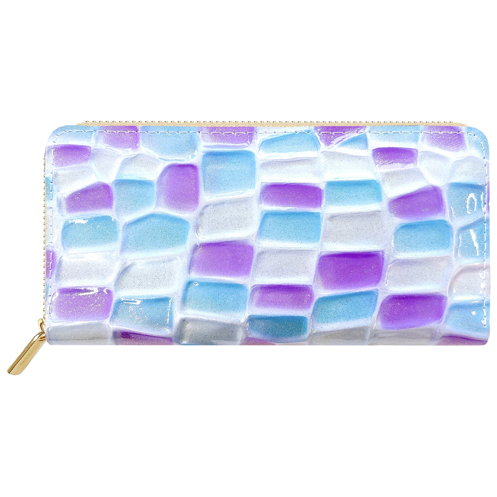 【Leo&Aoi公式ショップ】 ステンドグラス 蛇腹 カードポケット付き 長財布 本革 ラウンド型ファスナー 財布 レディース 大容量 【安心の返品保証付き】