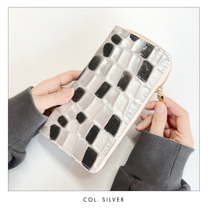 【Leo&Aoi公式ショップ】 ステンドグラス 蛇腹 カードポケット付き 長財布 本革 ラウンド型ファスナー 財布 レディース 大容量 【安心の返品保証付き】