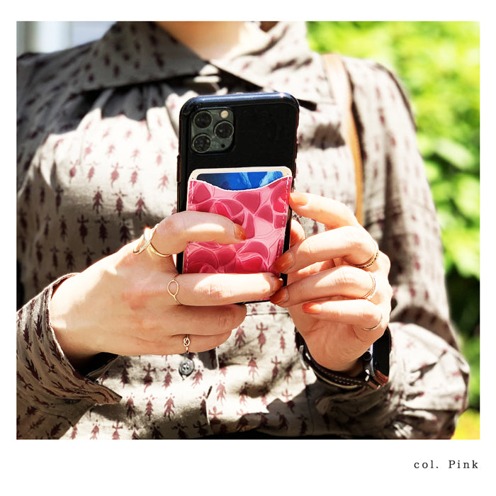 【Leo&Aoi公式ショップ】 ステンドグラス ローズ 型押し スマホ カード収納 カードケース 本革 貼り付け 背面 薄型 カードポケット 背面収納 レザー ポケット カード入れ スリム ICカード 定期入れ シール CARD POCKET 薔薇 レディース 【安心の返品保証付き】