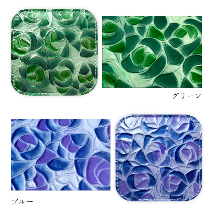 【Leo&Aoi公式ショップ】 ステンドグラス ローズ コースター 本革 4枚セット テーブルウェア カフェ おしゃれ インテリア キッチン 雑貨 食器 ハンドメイド ラウンド 革 コップ 上品 かわいい お洒落 高級 薔薇 バラ エナメル 型押し 【安心の返品保証付き】