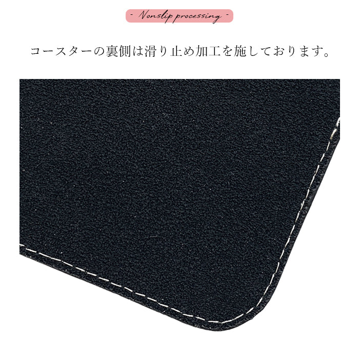 【Leo&Aoi公式ショップ】 ステンドグラス ローズ コースター 本革 4枚セット テーブルウェア カフェ おしゃれ インテリア キッチン 雑貨 食器 ハンドメイド ラウンド 革 コップ 上品 かわいい お洒落 高級 薔薇 バラ エナメル 型押し 【安心の返品保証付き】