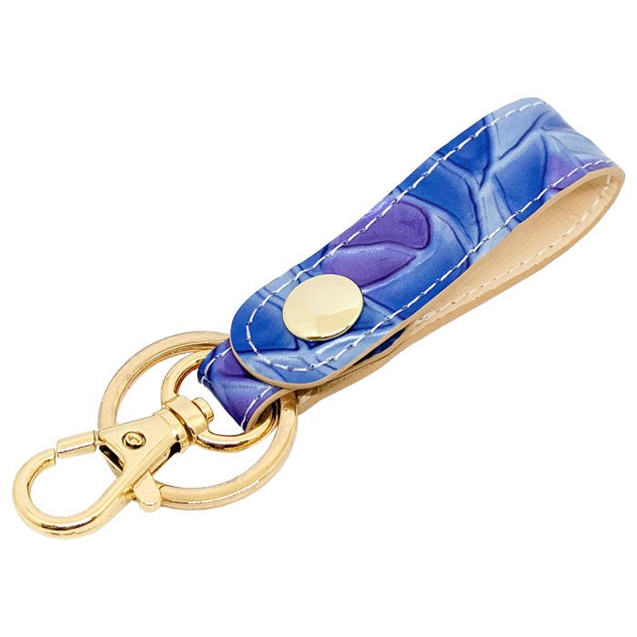 【Leo&Aoi公式ショップ】 ステンドグラス ローズ キーリング 本革 スナップボタン キーホルダー バッグチャーム エナメル 薔薇 バラ 【安心の返品保証付き】