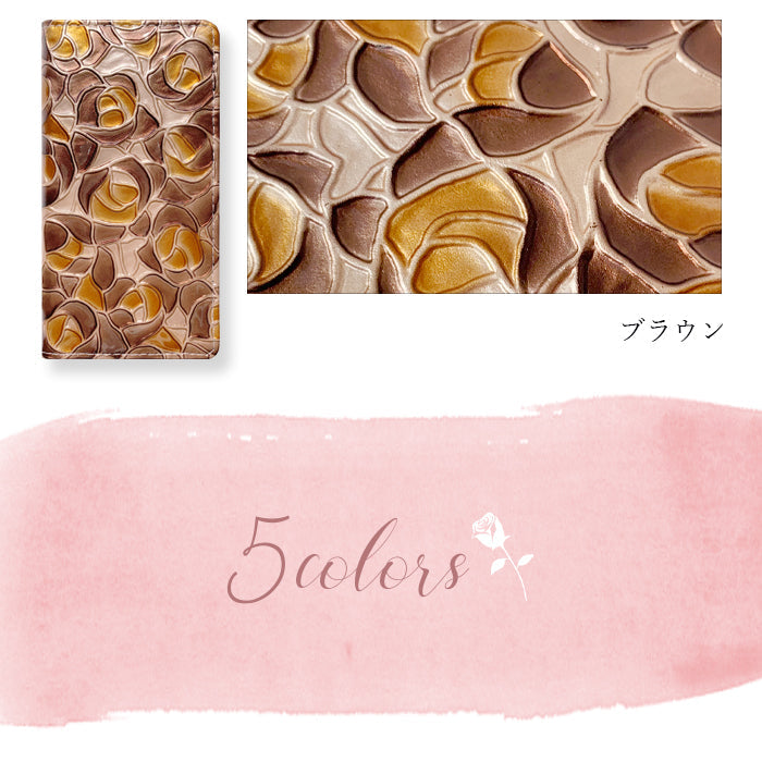 【Leo&Aoi公式ショップ】 Xperia 1 V SO-51D SOG10 A301SO XQ-DQ44 カバー 手帳型 本革 ステンドグラス ローズ 手帳型ケース so51d エクスペリア スマホケース 【安心の返品保証付き】