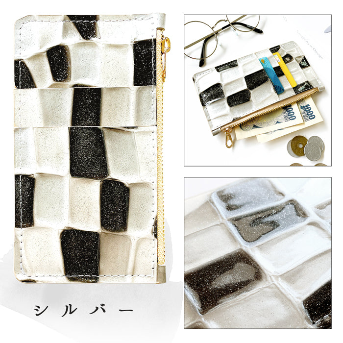 【Leo&Aoi公式ショップ】 ステンドグラス スリムウォレット 本革 薄型 財布 ミニ財布 お札入れ コインケース 小型財布 マルチケース 小銭入れ カード入れ コンパクト コンパクトウォレット 革 高級 牛革 レザー ケース セカンド財布 キュッシュレス フラグメントケース カードケース 型押し 【安心の返品保証付き】