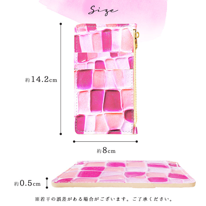 【Leo&Aoi公式ショップ】 ステンドグラス スリムウォレット 本革 薄型 財布 ミニ財布 お札入れ コインケース 小型財布 マルチケース 小銭入れ カード入れ コンパクト コンパクトウォレット 革 高級 牛革 レザー ケース セカンド財布 キュッシュレス フラグメントケース カードケース 型押し 【安心の返品保証付き】