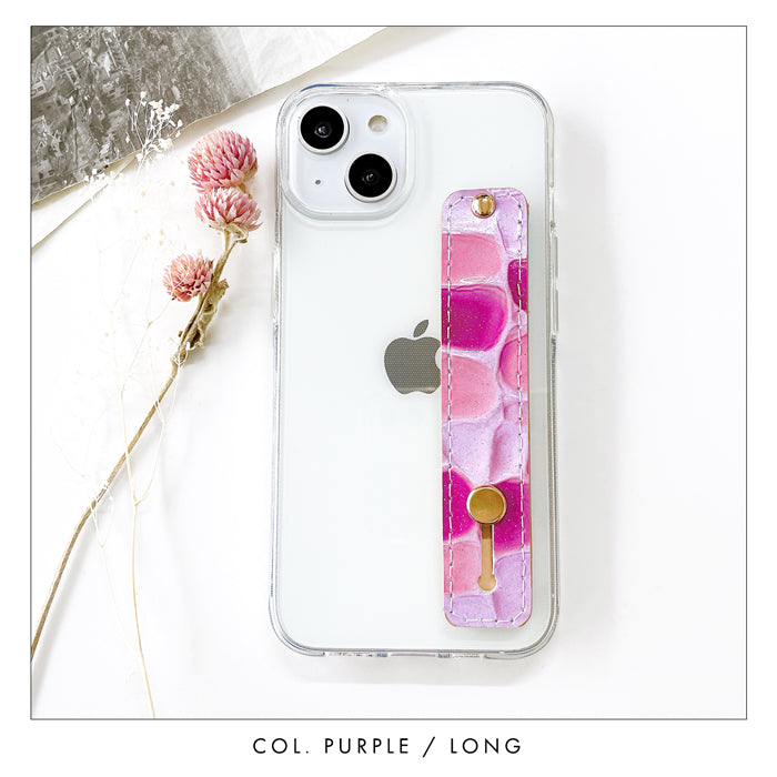 【Leo&Aoi公式ショップ】 ステンドグラス スマホバンド スマホベルト 本革 レザー スマホリング 落下防止 ベルト バンド ホルダー 片手 スタンド スライドベルト スマホスタンド エナメル加工 レディース 女性 革 【安心の返品保証付き】