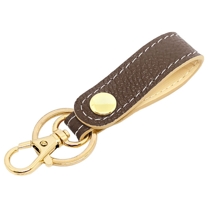 【Leo&Aoi公式ショップ】 牛革 型押し キーリング スナップボタン キーホルダー バッグチャーム キーフック 紳士淑女