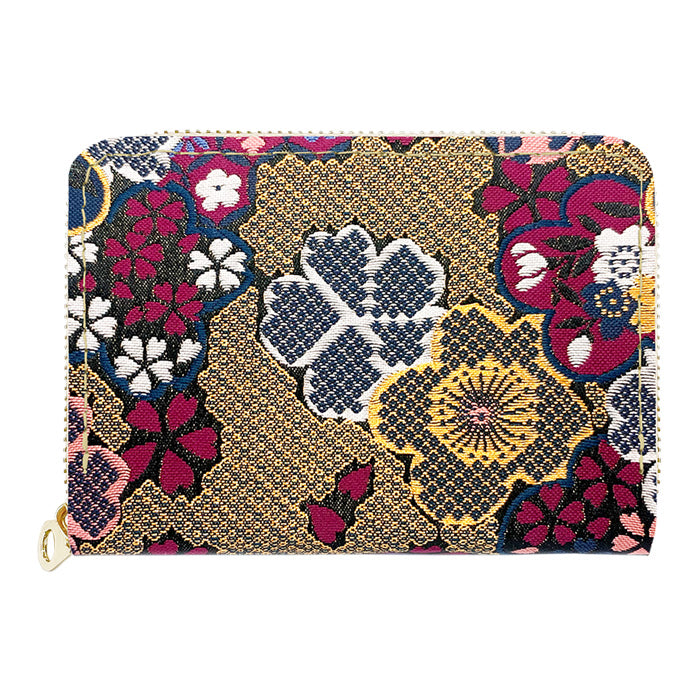 【Leo&Aoi公式ショップ】 西陣織 竹 ミニ財布 財布 金襴 ミニウォレット コンパクト ラウンドファスナー サイフ さいふ ウォレット 小さい財布 カード収納 ラウンド財布 ミニサイフ 和風 和柄 和 豪華 織物 花唐草 丸紋 菊花文 桜 水文 ハンドメイド