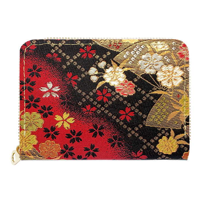 【Leo&Aoi公式ショップ】 西陣織 竹 ミニ財布 財布 金襴 ミニウォレット コンパクト ラウンドファスナー サイフ さいふ ウォレット 小さい財布 カード収納 ラウンド財布 ミニサイフ 和風 和柄 和 豪華 織物 花唐草 丸紋 菊花文 桜 水文 ハンドメイド