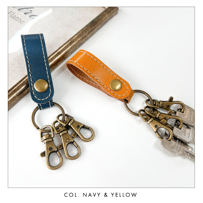 【Leo&Aoi公式ショップ】 栃木レザー 3連 キーリング 本革 スナップボタン 本革キーリング こだわり親父の本革 【安心の返品保証付き】