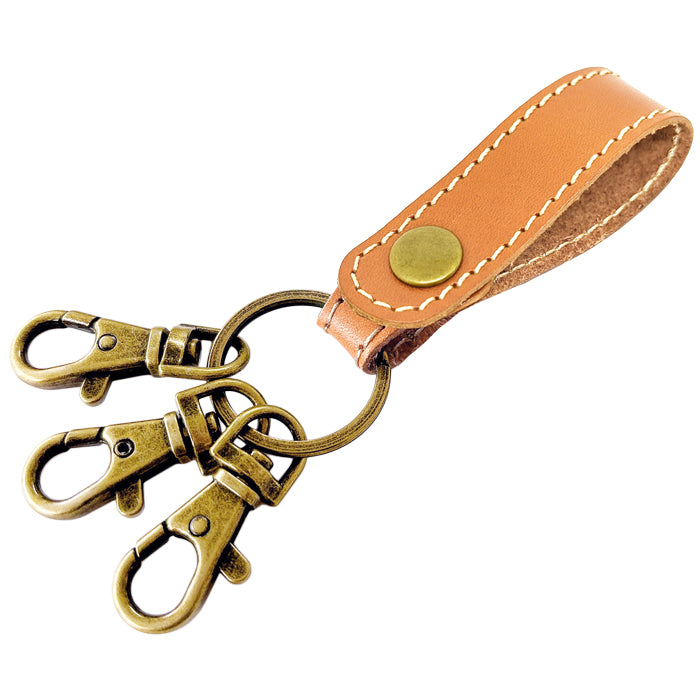 【Leo&Aoi公式ショップ】 栃木レザー 3連 キーリング 本革 スナップボタン 本革キーリング こだわり親父の本革 【安心の返品保証付き】